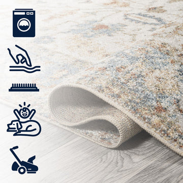 Hiero Persian Border Low-Pile Machine-Washable Area Rug